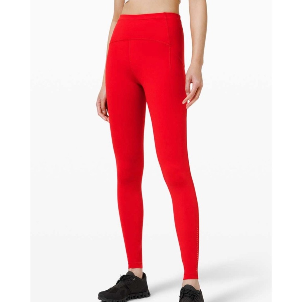 LULULEMON Swift Speed High Rise Tight DARK RED LEGGINGS 28"Inseam Pockets SZ 6